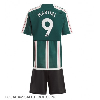Camisa de Futebol Manchester United Anthony Martial #9 Equipamento Secundário Infantil 2023-24 Manga Curta (+ Calças curtas)